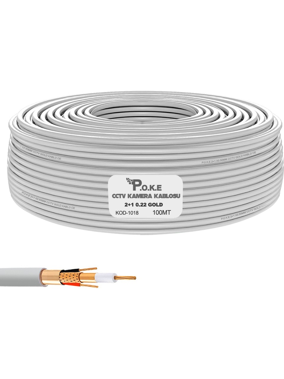 2+1 CCTV 0.22 Kamera Kablosu Gold 100mt Poke PK-1018