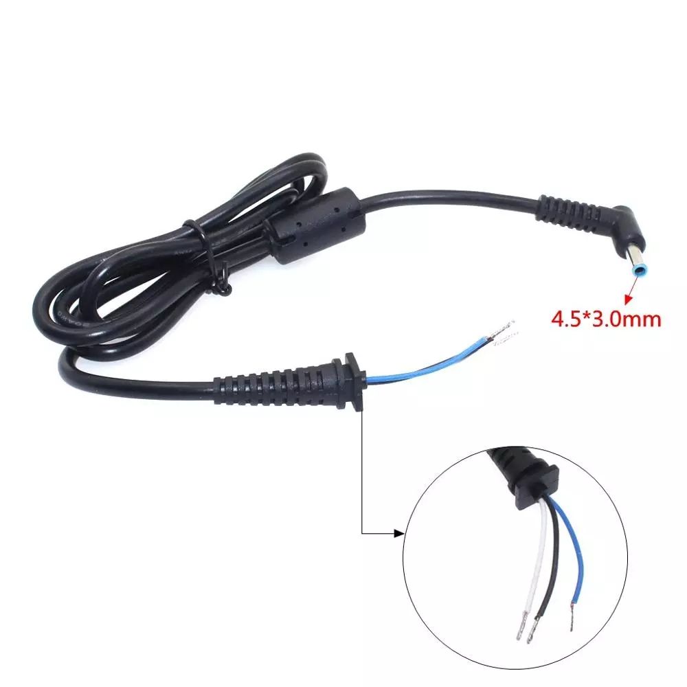 HADRON HDX5554 Laptop DC Jack Kablosu 4.5x3.0 mm L Tip 3 İletkenli 1.2 m - Siyah