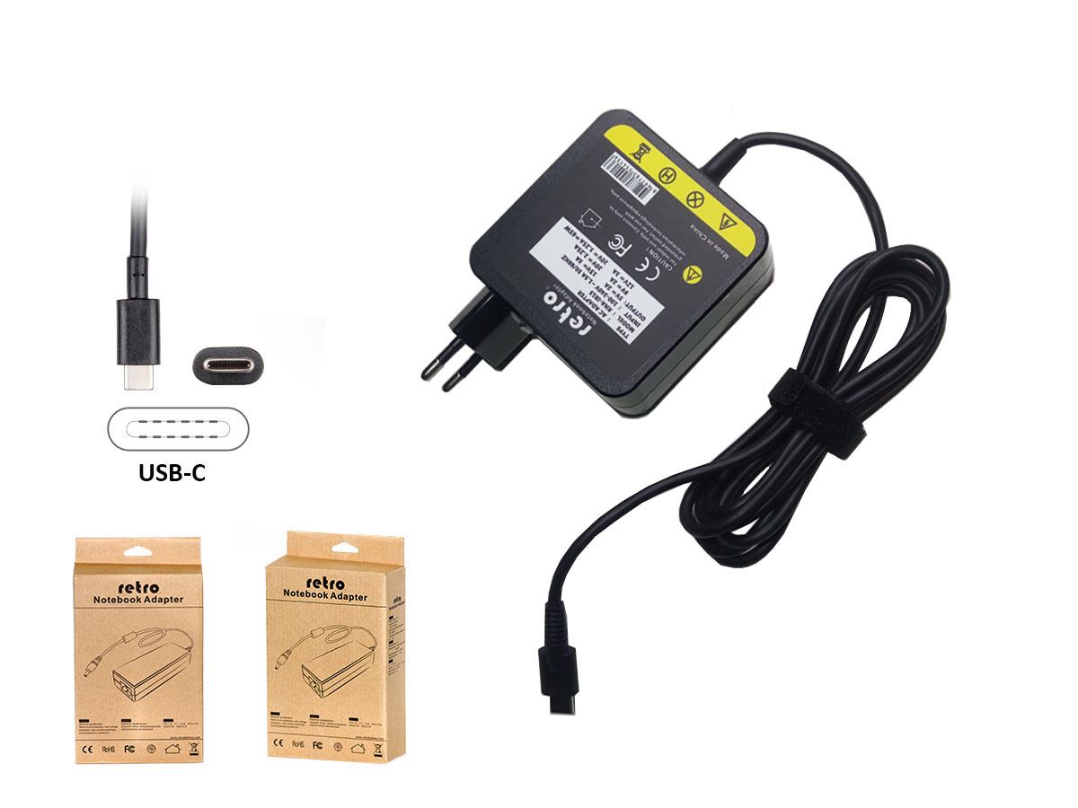 RETRO Acer, Asus, Dell, Lenovo 65W USB-C PD Adaptör-RNA-IB15