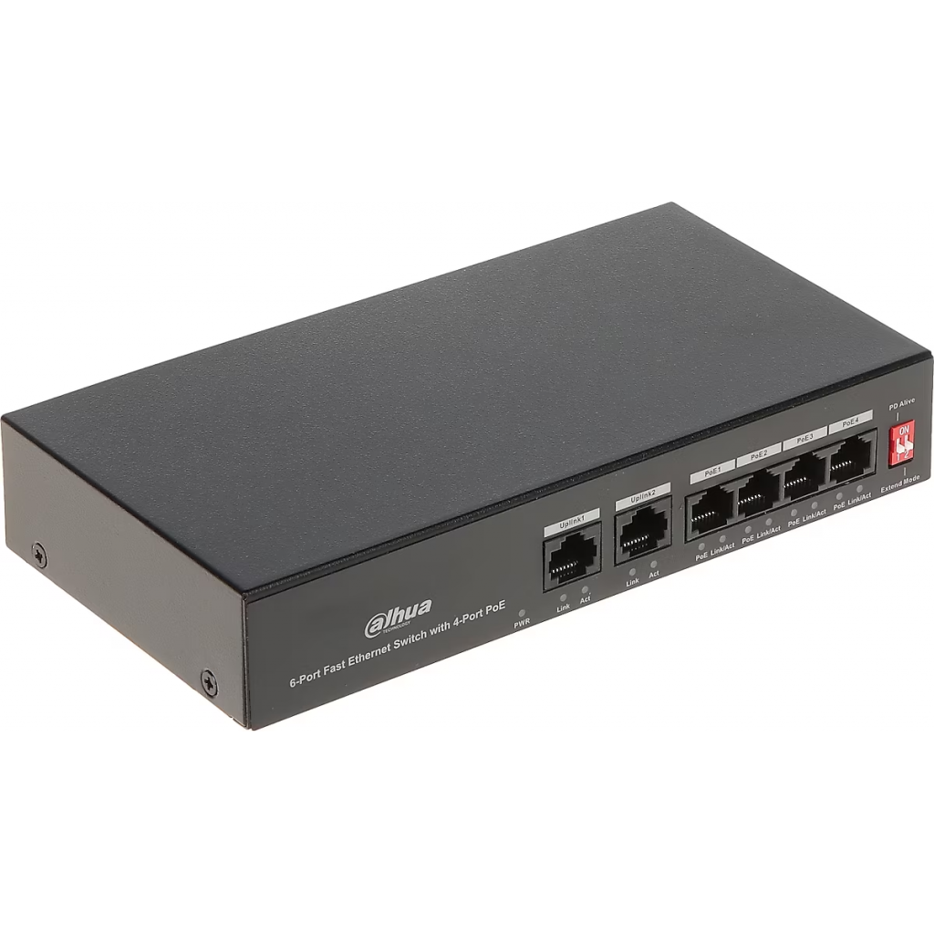 Dahua PFS3006-4ET-36 6 Port 10/100 (4 Poe + 2fe Uplınk Toplam 36W Poe)