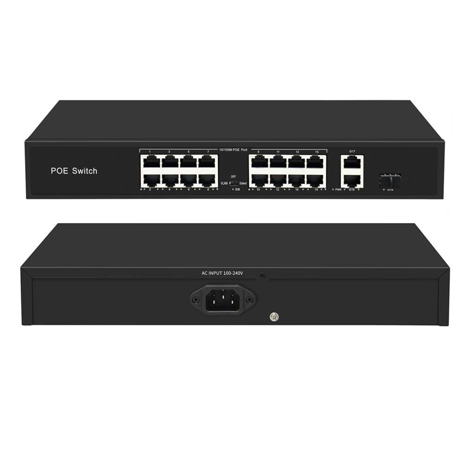 PG SCODENO 16 PORT 10/100M POE+2 UPLINK 1000M 1 SFP 1000M (240W)