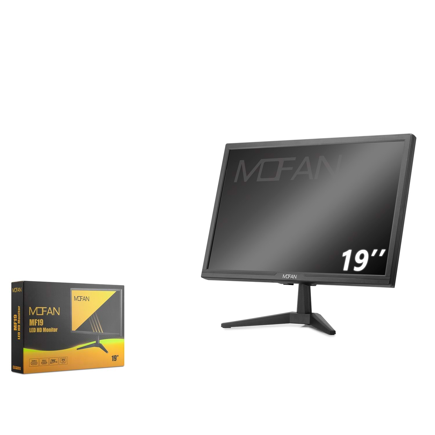 MOFAN MF 19 İnç LED HD Monitör Hoparlörlü HDMI + VGA 75Hz 1440x900 - Siyah