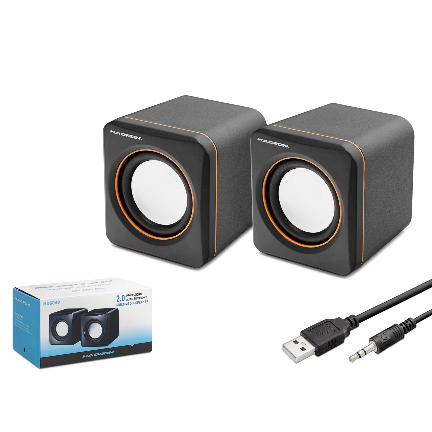 HADRON HD6049 Masaüstü Hoparlör 2.0 Kanal USB 3.5 mm Siyah