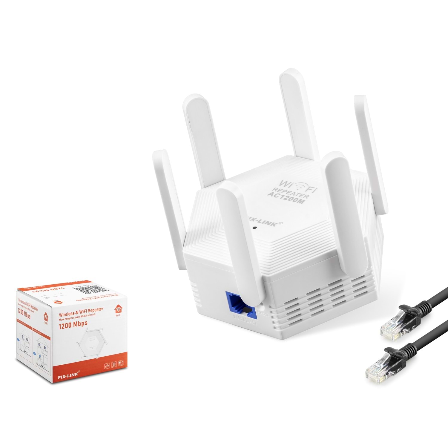 PIXLINK WR56T WiFi Repeater Router Access Point Dual Band 5 GHz 1200 Mbps Beyaz