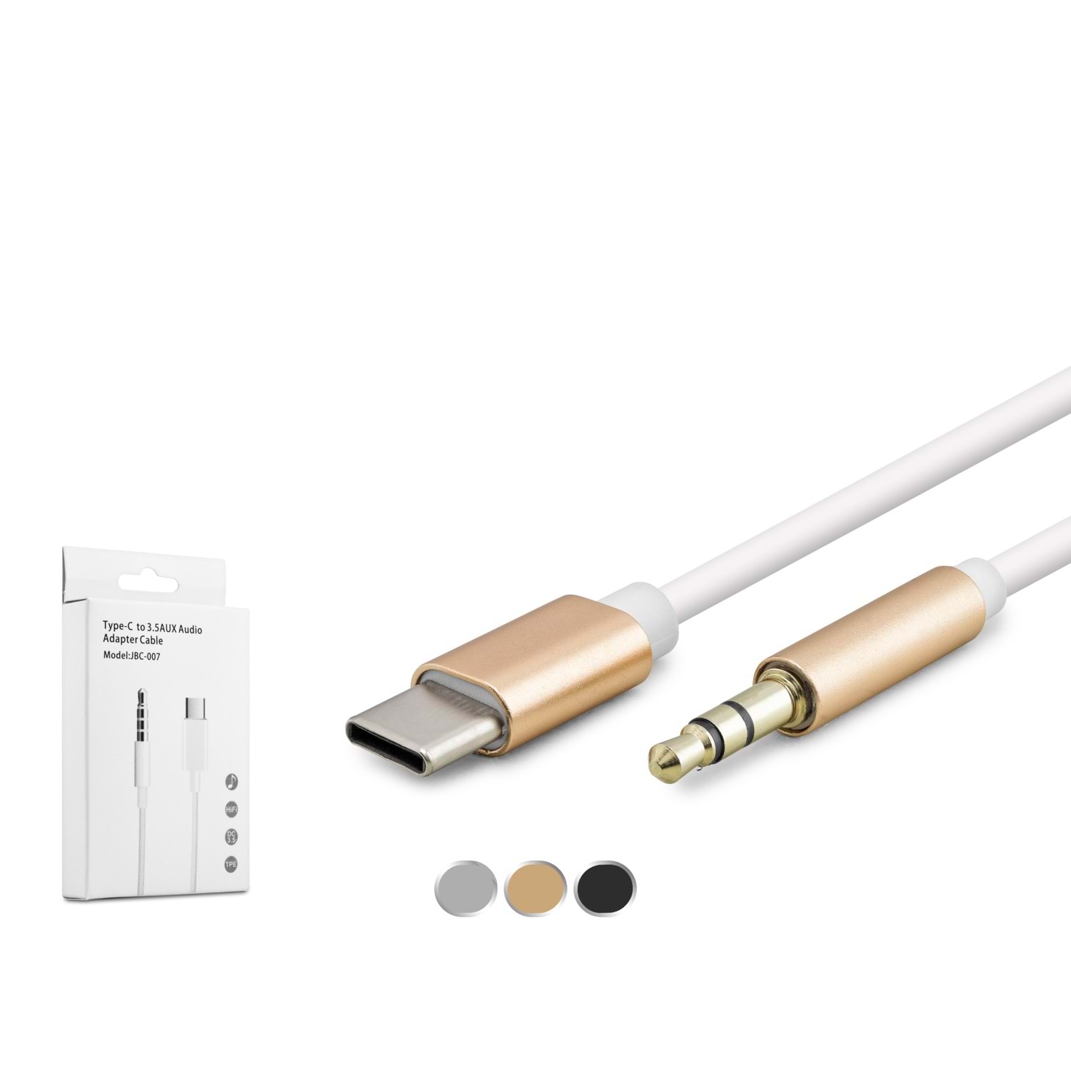 HADRON HDX1007 Type-C 3.5 mm Ses Kablosu 1 m Beyaz
