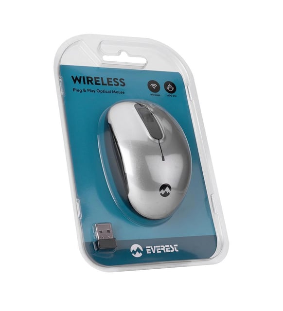 Everest SMW-666 Gümüş USB 2.4 GHZ Optik Kablosuz Mouse 1500Dpı