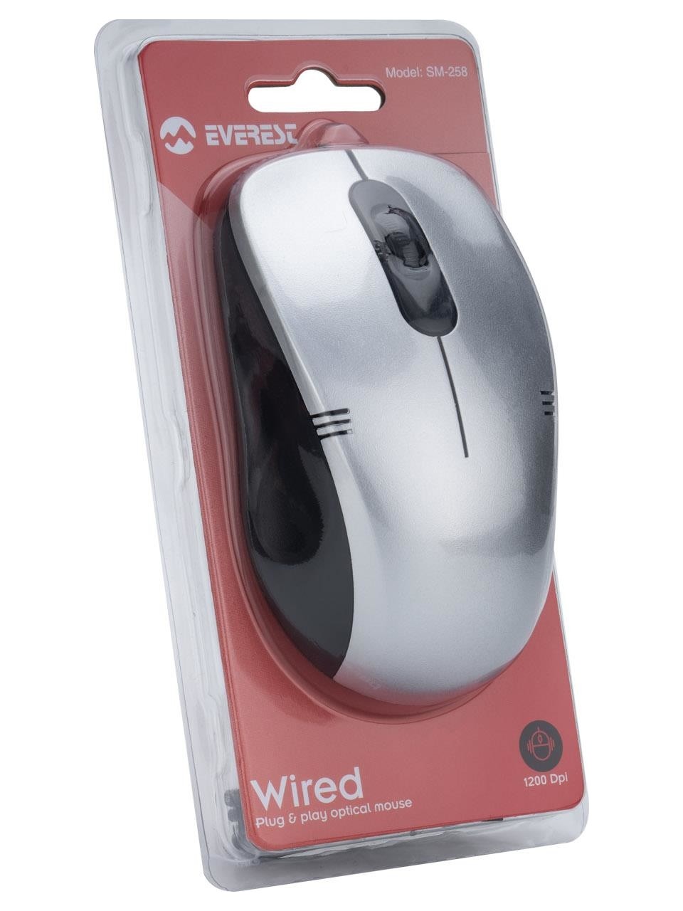 Everest SM-258 Usb Gümüş 1200dpi Optik Kablolu Mouse