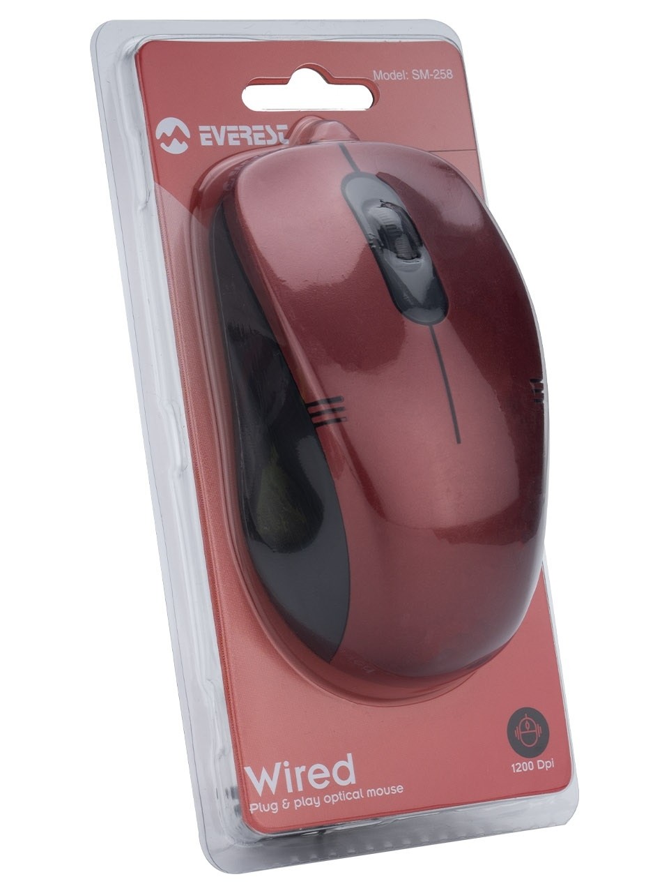 Everest SM-258 Usb Kırmızı 1200dpi Optik Kablolu Mouse