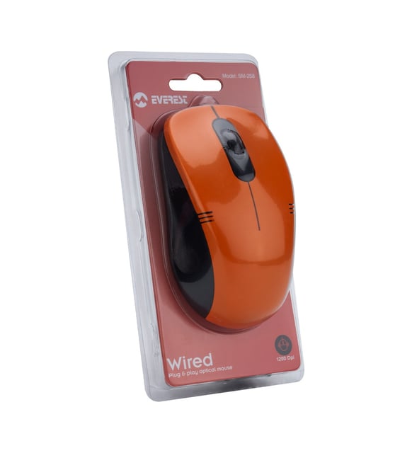 Everest SM-258 Usb Turuncu 1200dpi Optik Kablolu Mouse
